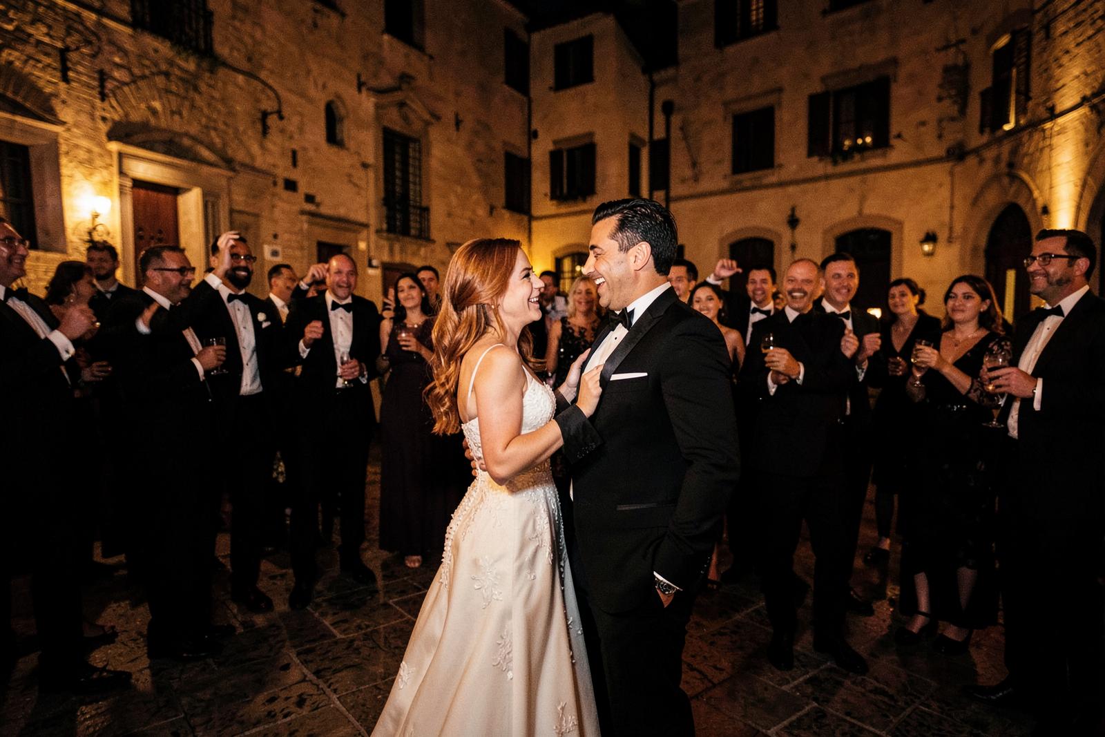 Late international party inside the palazzo