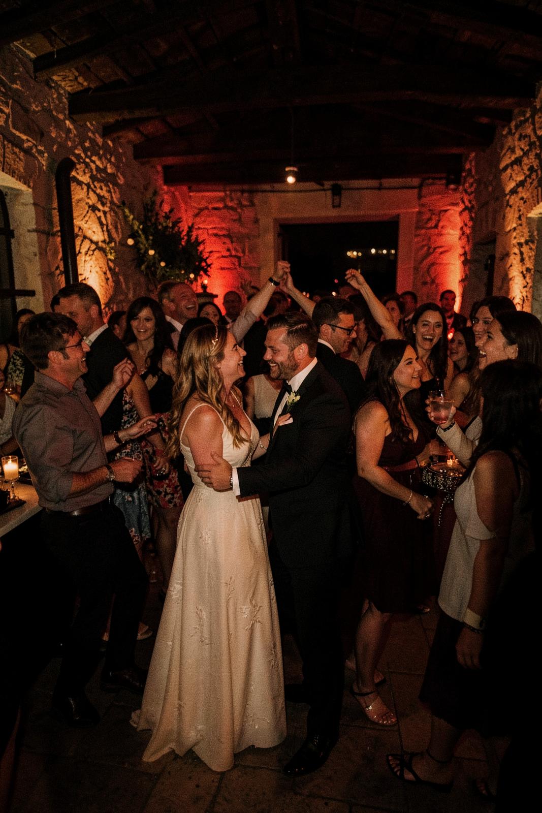 Guests dancing late into the wedding after party