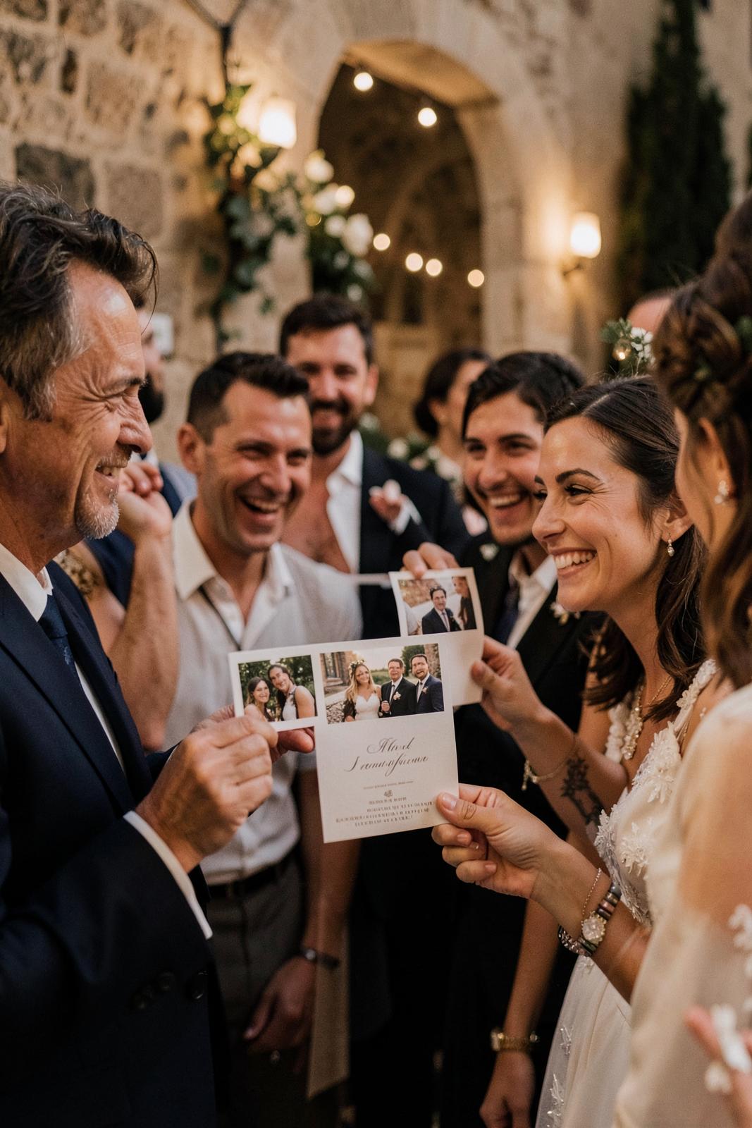 Personalised photo booth prints for wedding guests