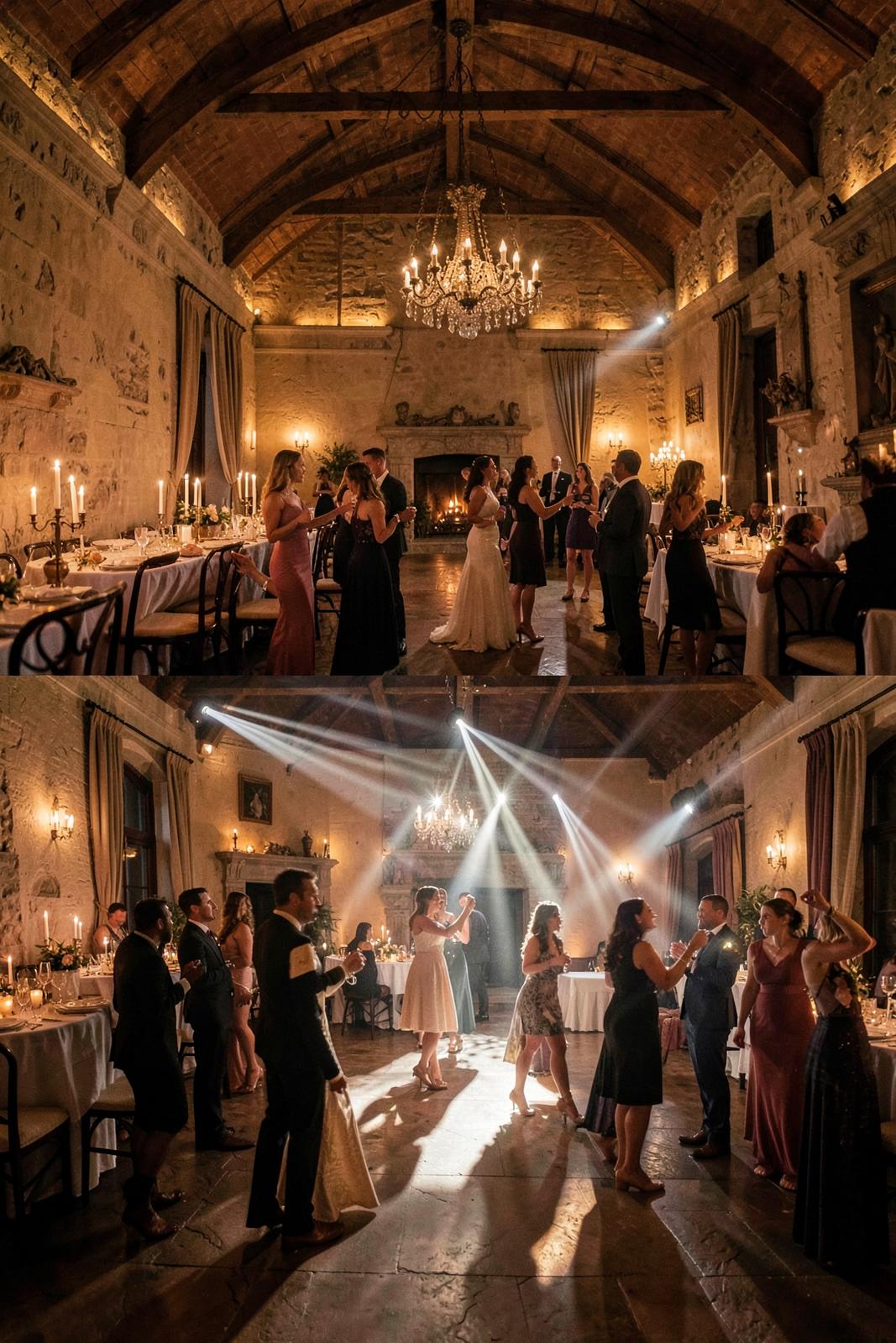 Lighting transition from dinner into the party