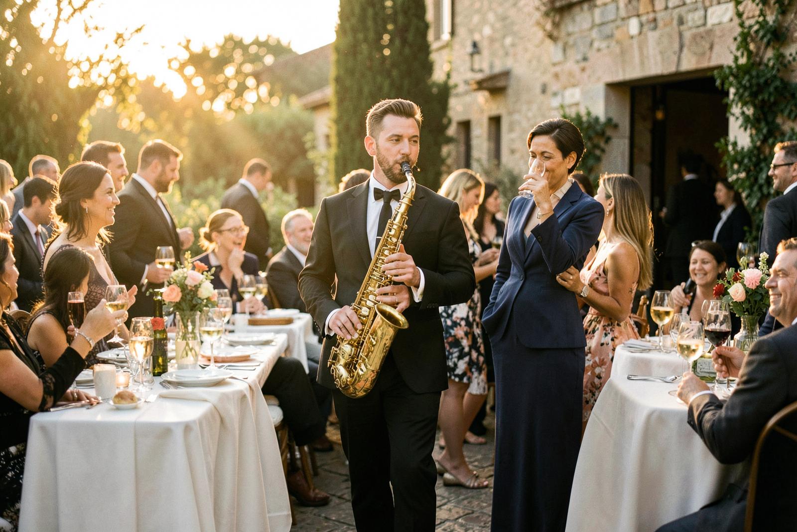Saxophone performance integrated into a wedding DJ set