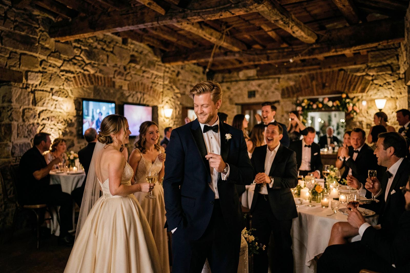 Intimate evening party in the Val d'Orcia countryside