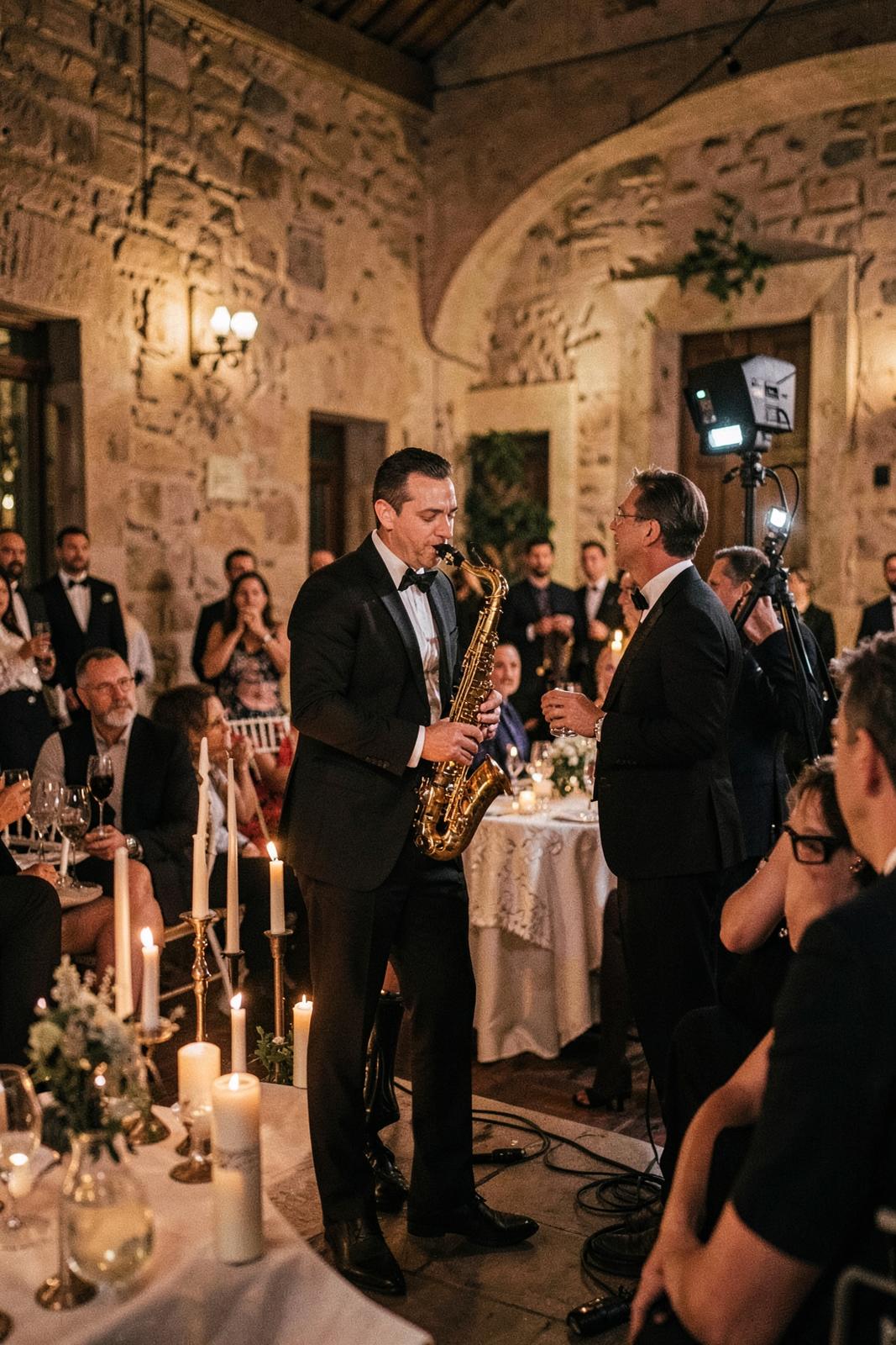 A discreet cue during the wedding reception