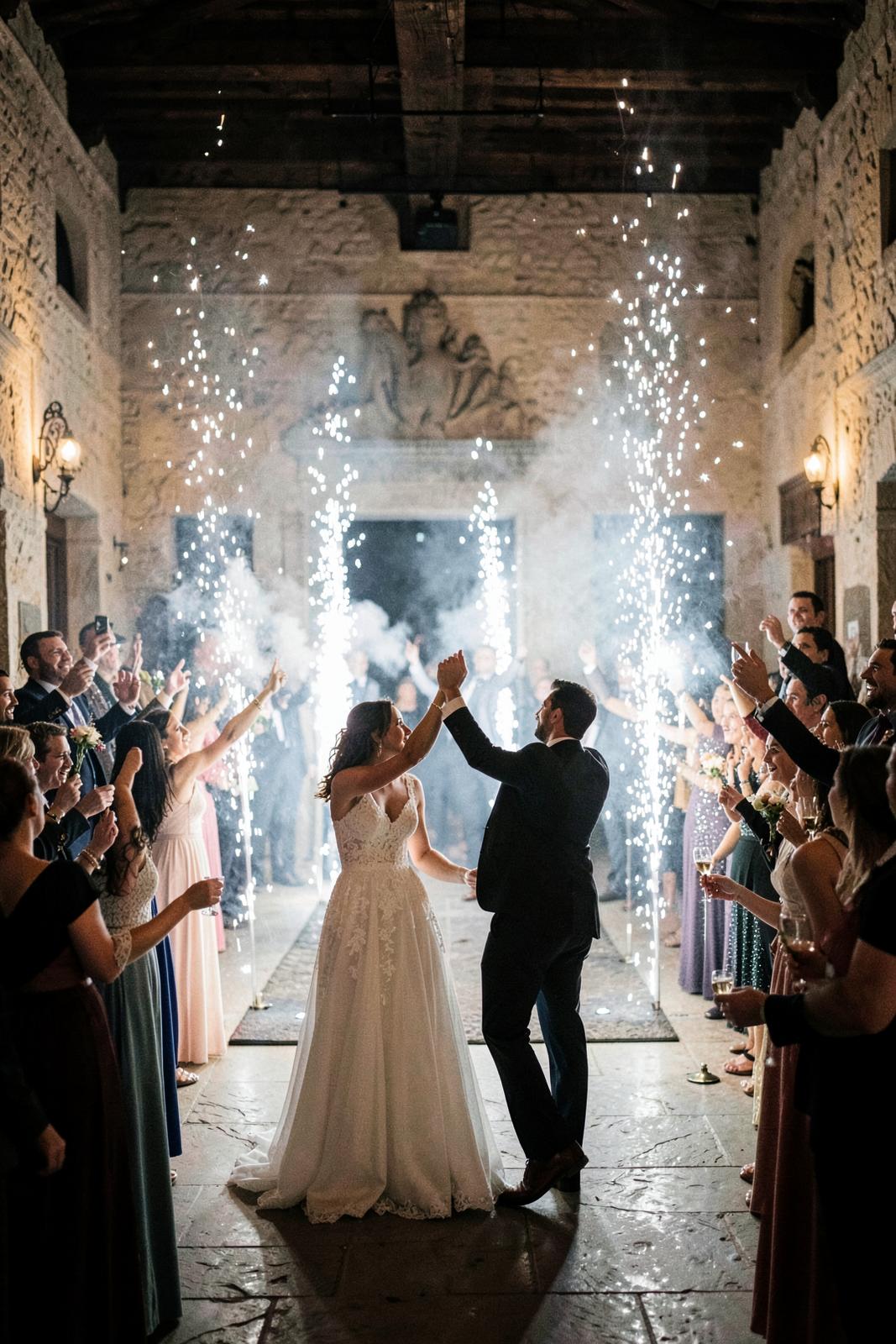 Cold sparks opening the wedding party