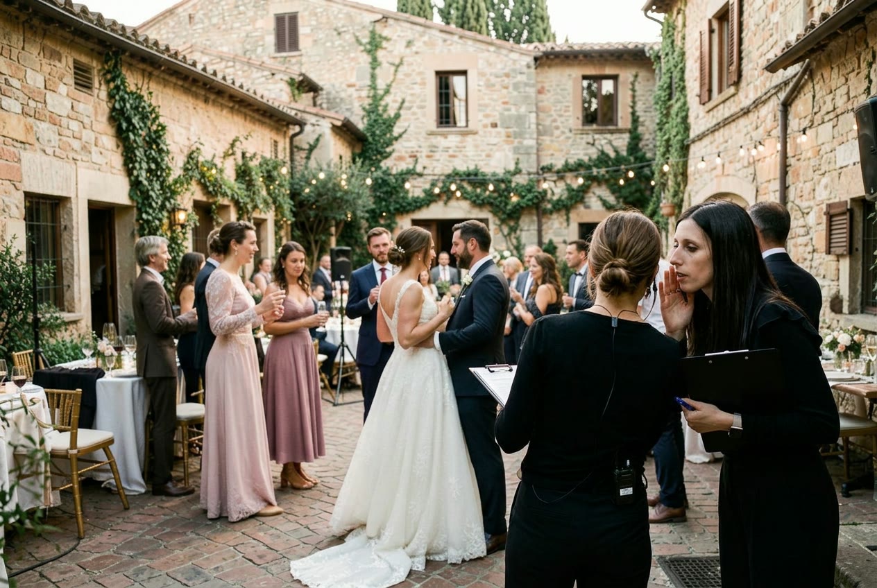 Wedding planner observing the celebration