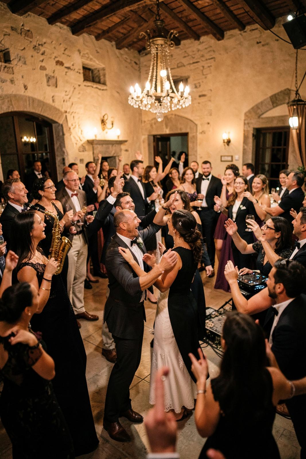 Guests joining the couple as the party opens