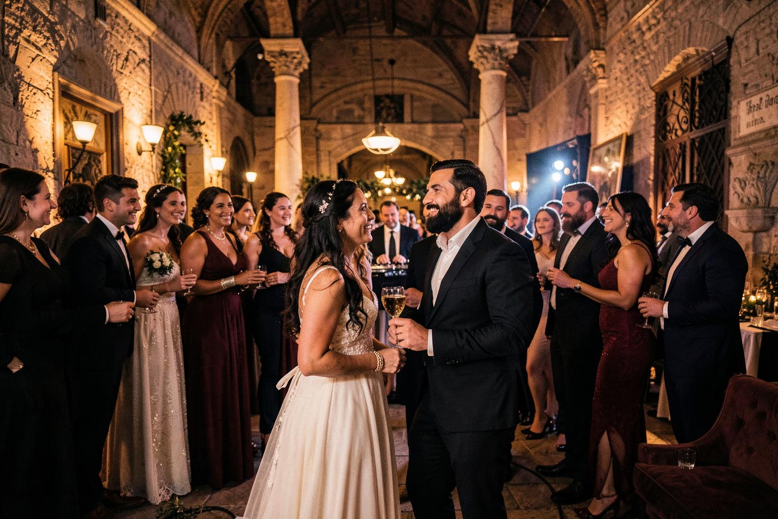 Cross-cultural evening party in San Gimignano