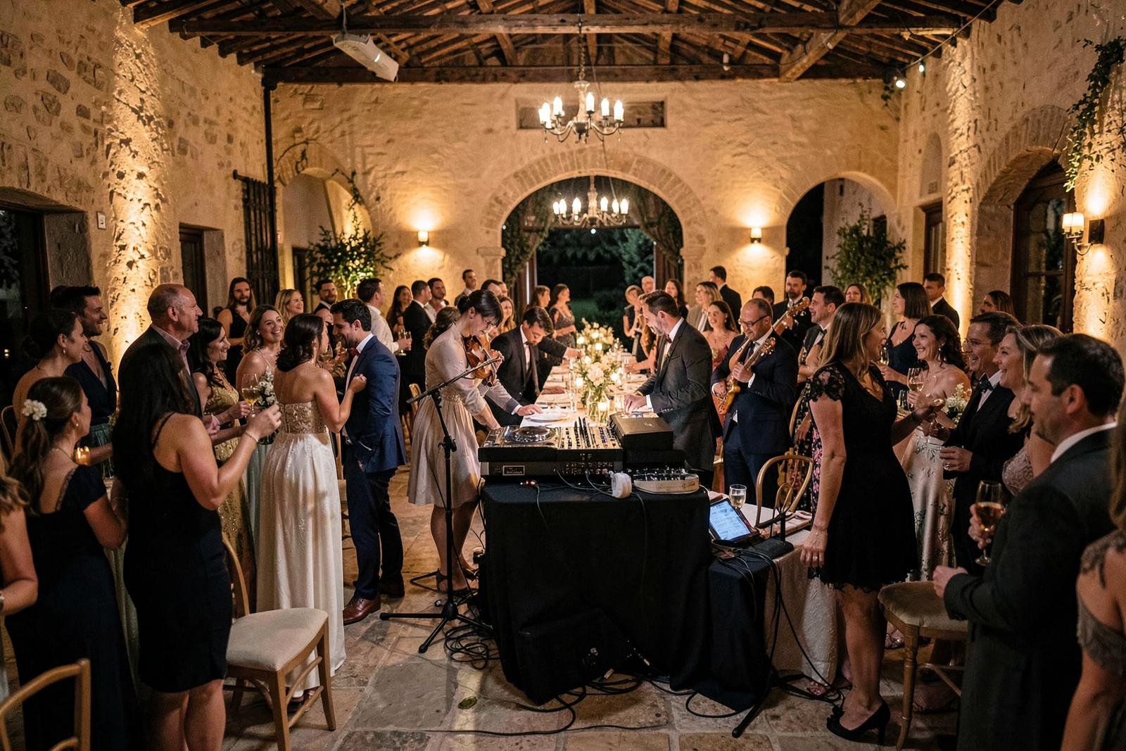 The coordinated wedding entertainment at full energy