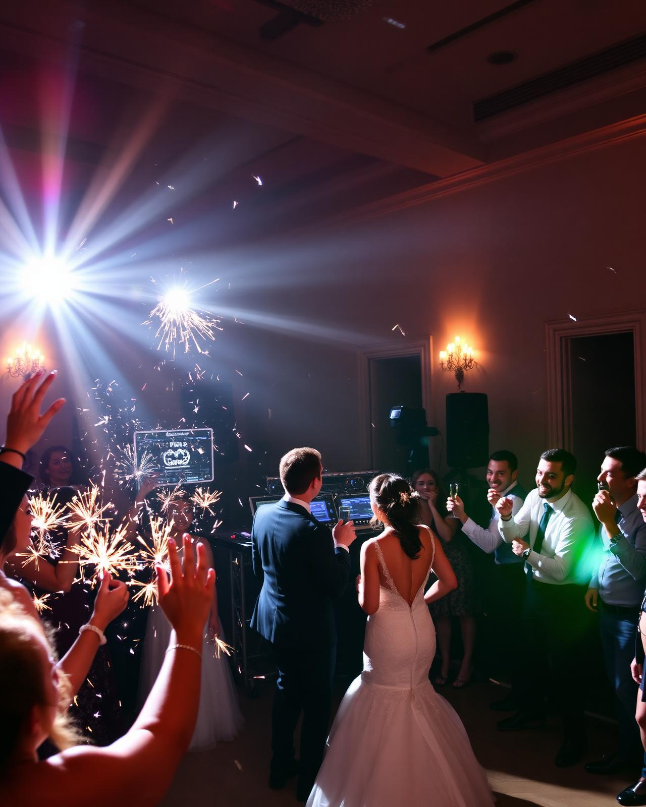 Peak moment at a destination wedding party in Tuscany
